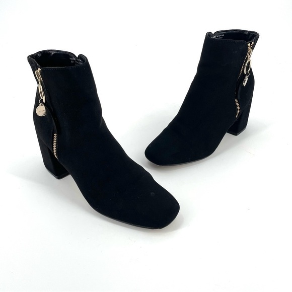 Office London Suede Side Zip Ankle Booties Heeled Boot - Picture 1 of 8